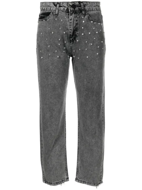 Ana Radu crystal-embellished cropped jeans Grey 39127