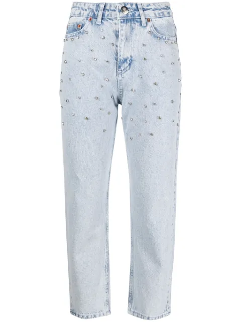 Ana Radu crystal-embellished cropped jeans Blue 39127