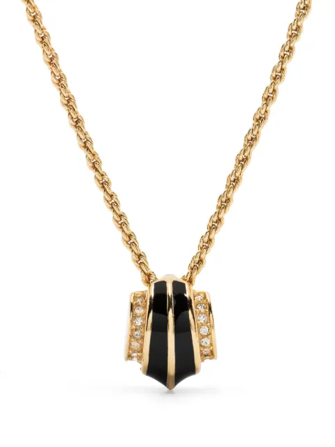 Christian Dior Pre-Owned 1990s rhinestone-embellished pendant necklace Gold 1501335