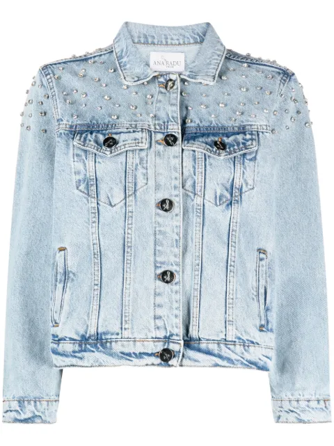 Ana Radu crystal-embellished denim jacket Blue 39230