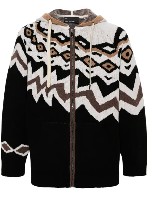 Neil Barrett Norway knitted hoodie Black NBV7MA169AV611