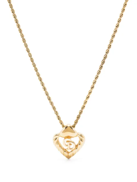Christian Dior Pre-Owned 1990s CD heart charm necklace Gold 1501354