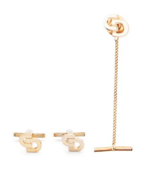 Christian Dior Pre-Owned 1980s CD tie pin and cufflinks set Gold 1501348