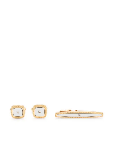 Christian Dior Pre-Owned 1980s logo-print tie clip and cufflinks set Gold 1501349