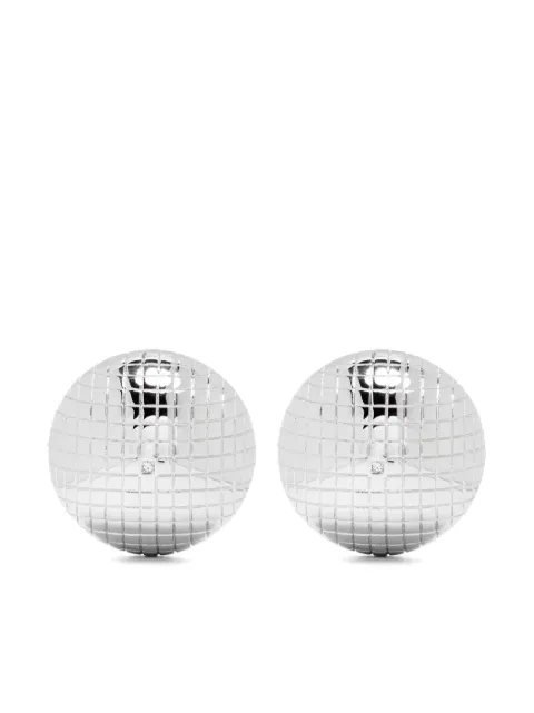 Yvonne Léon 9kt white gold Maxi Boucles D'oreille Boule Disco earrings Silver PAIREDEMAXIBOBOUL