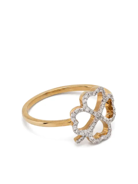 Yvonne Léon 18kt yellow gold Bague Fil Trèfle diamonds ring Gold BAGUEFILTREFLEDIA