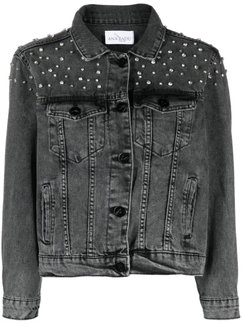 Ana Radu crystal-embellished denim jacket Grey 39230