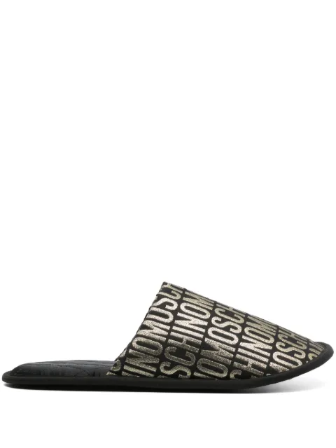 Moschino monogram-jacquard lurex slides (set of two) Black A77038303