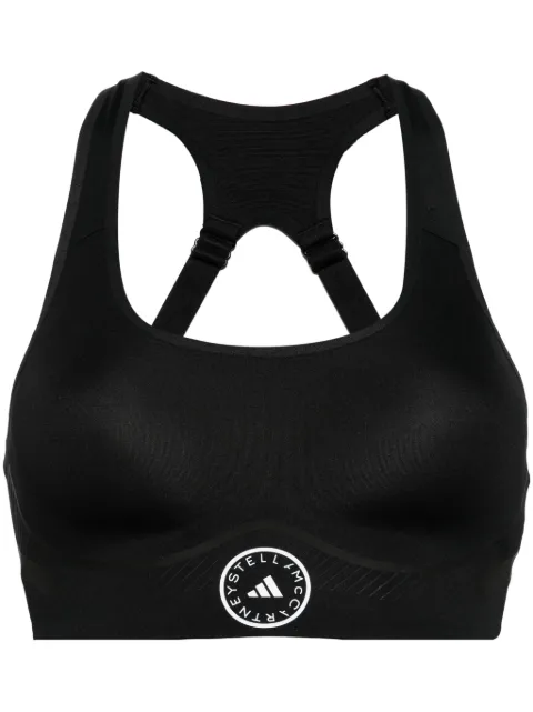 adidas by Stella McCartney logo-print sports bra Black IT9380