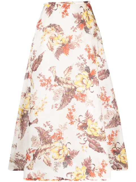ZIMMERMANN Matchmaker floral-print A-line skirt Neutrals 9260SMAT