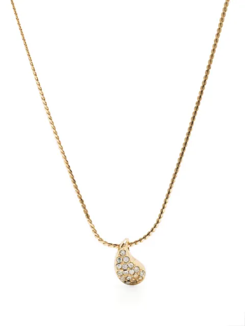 Christian Dior Pre-Owned 1990s crystal-embellished pendant necklace Gold 1501362