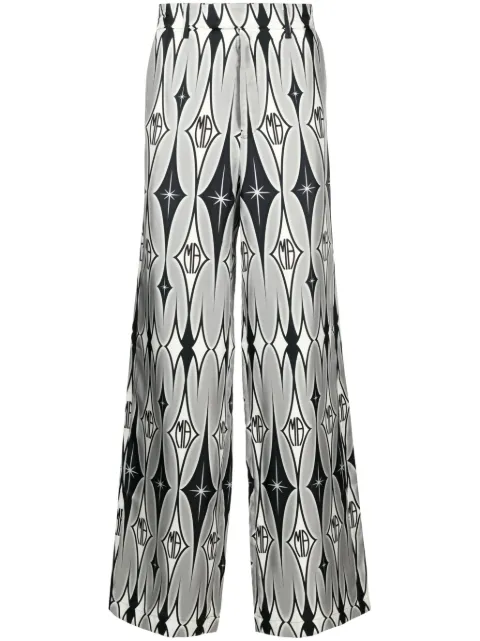 AMIRI graphic-print wide-leg silk trousers Black AW23MAW059