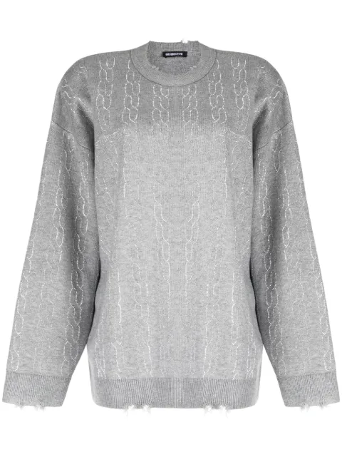 Ground Zero graphic-print distressed-finish jumper Grey GZAW23KNTT404A