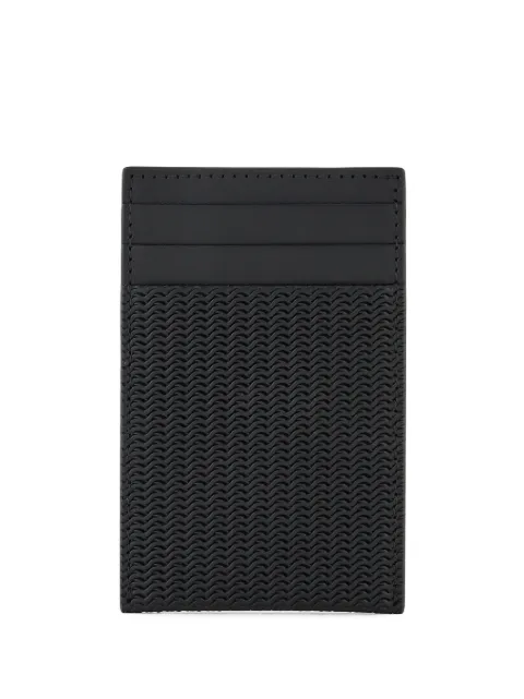 Giorgio Armani logo-plaque woven leather cardholder Black Y2R697YS16E