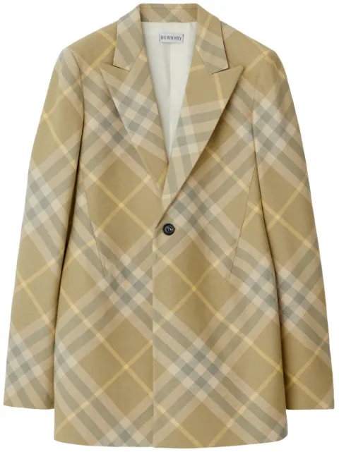 Burberry checked tailored single-breasted blazer Neutrals 8082603