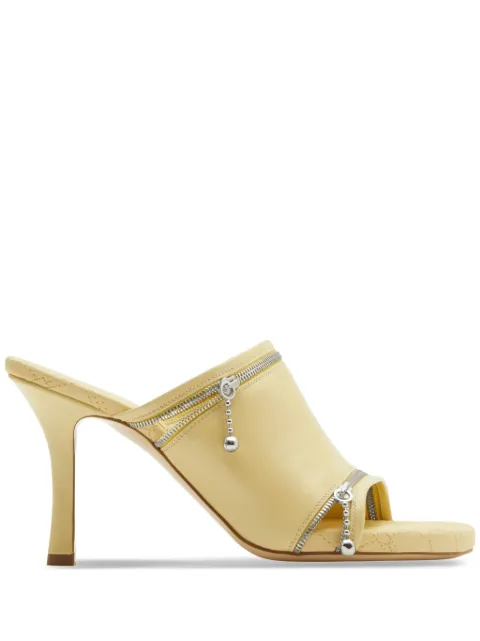 Burberry decorative-zip leather heeled sandals Yellow 8080253