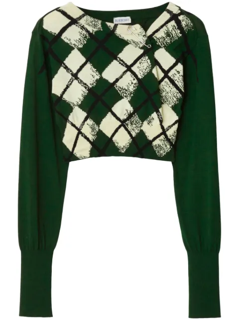 Burberry argyle fine-knit cropped jumper Green 8081138