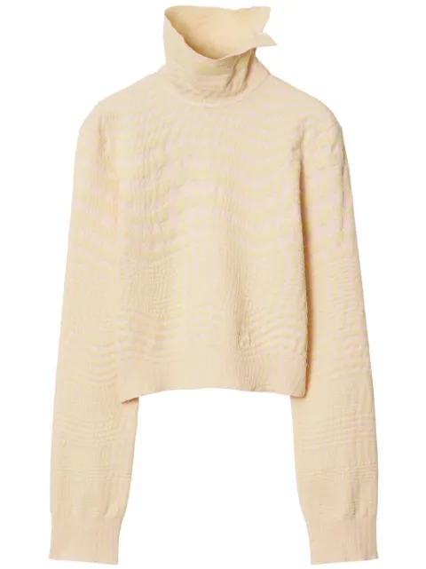 Burberry warped houndstooth jacquard jumper Neutrals 8080887