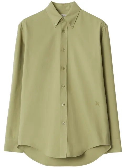 Burberry logo-embroidered cotton shirt Green 8082303