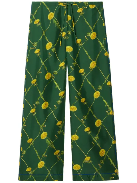 Burberry Dandelion floral-print flared trousers Green 8082994