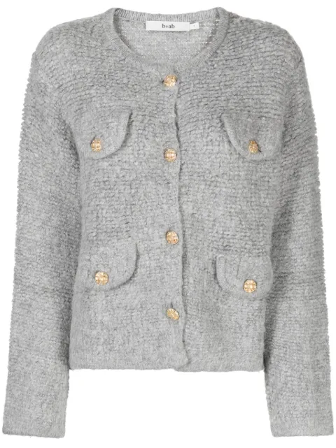 b+ab flap-pocket bouclé wool-blend cardigan Grey 3W387AS