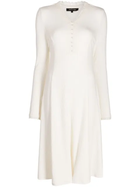 tout a coup ribbed V-neck midi dress White M624AW3