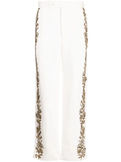 BODE beaded straight-leg trousers Neutrals MRF23BT001