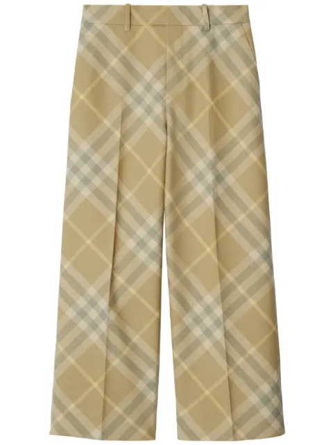 Burberry check-print tailored wool trousers Neutrals 8082605