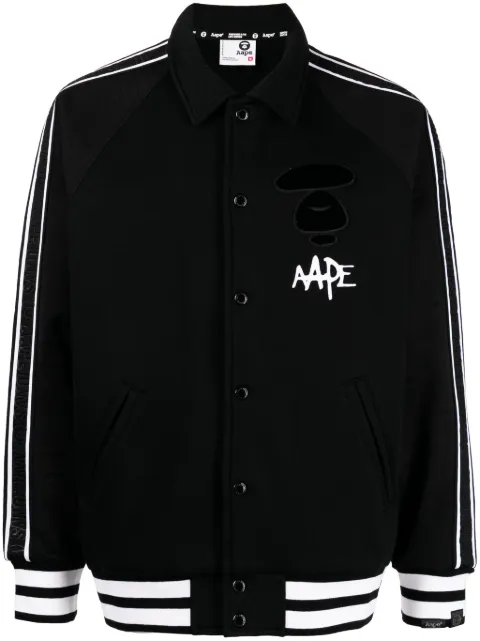 AAPE BY *A BATHING APE® logo-print striped bomber jacket Black ASWA355XXL