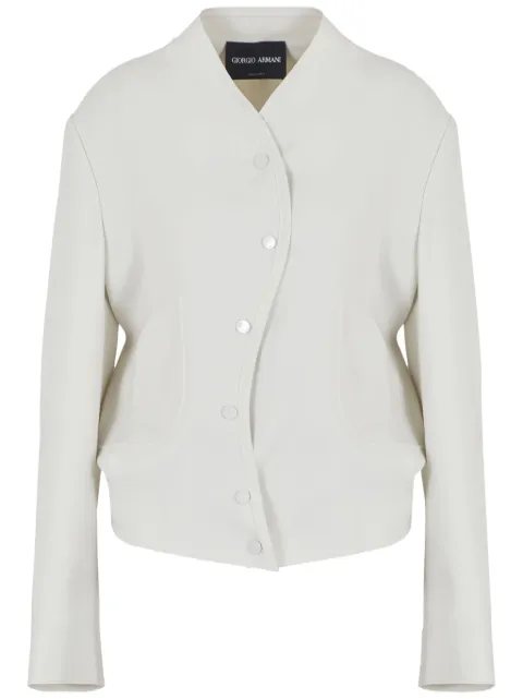Giorgio Armani collarless drop-shoulder jacket Neutrals 4SHOC0BBT002M