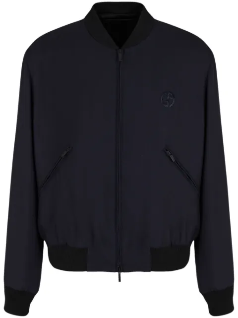 Giorgio Armani logo-embroidery cashmere-blend jacket Blue GM000025TE10127