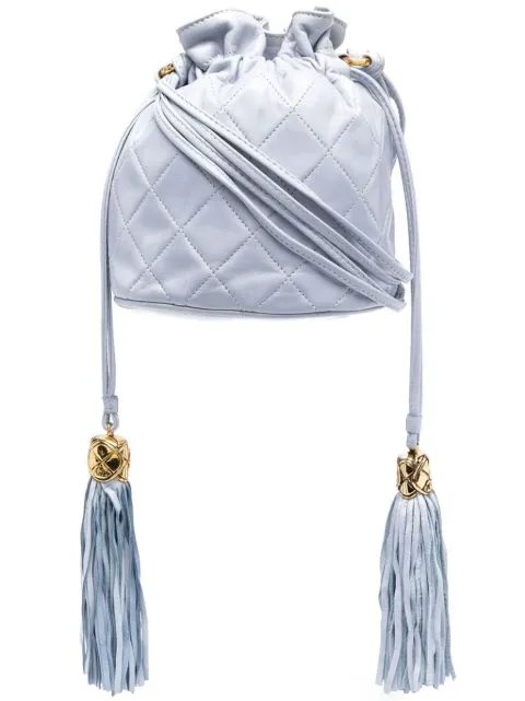 CHANEL Pre-Owned 1989 diamond-quilted bucket bag Blue CHANELLIGHTBLUEHOBO