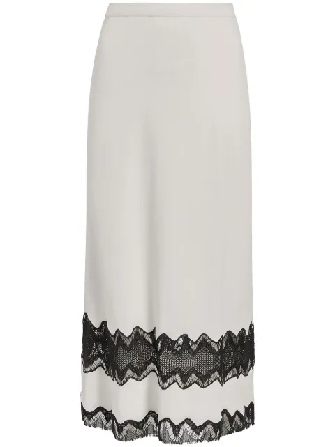 Another Tomorrow lace high-waist midi skirt White A323SK008VI