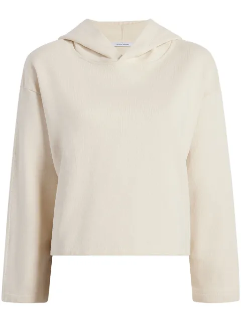 Another Tomorrow cropped jersey hoodie Neutrals A423CT051CO