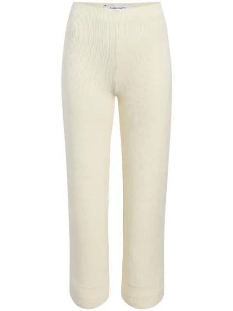 Another Tomorrow ribbed-knit cropped trousers Neutrals A323KT086WV