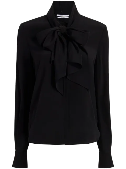 Another Tomorrow pussy-bow silk-crepe blouse Black A323BL061SI
