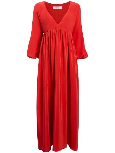 Another Tomorrow pleated empire midi dress Red A323DR050SI