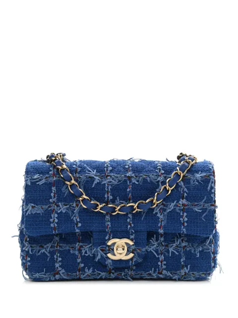 CHANEL Pre-Owned mini Classic Flap tweed shoulder bag Blue CHANELBLUETWEED