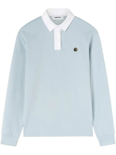 AMBUSH polo-collar logo-plaque sweatshirt Blue BWGC001S24JER0014100