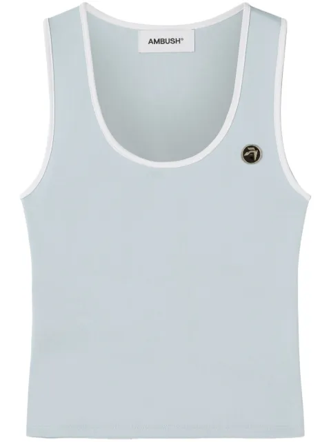 AMBUSH round-neck logo-plaque top Blue BWAG002S24JER0014100