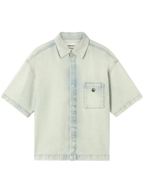 AMBUSH logo-appliqué denim shirt Blue BMYD001S24DEN0024200