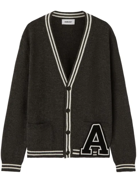 AMBUSH monogram-appliqué wool cardigan Green BMHB003S24KNI0010710
