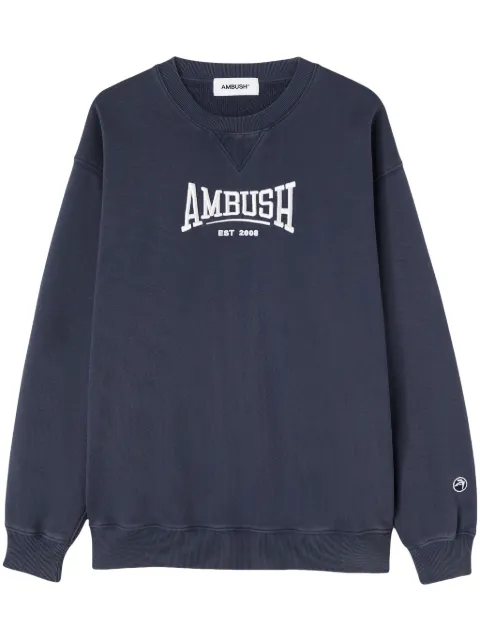 AMBUSH logo-embroidered organic-cotton sweatshirt Blue BMBA001S24FLE0014501
