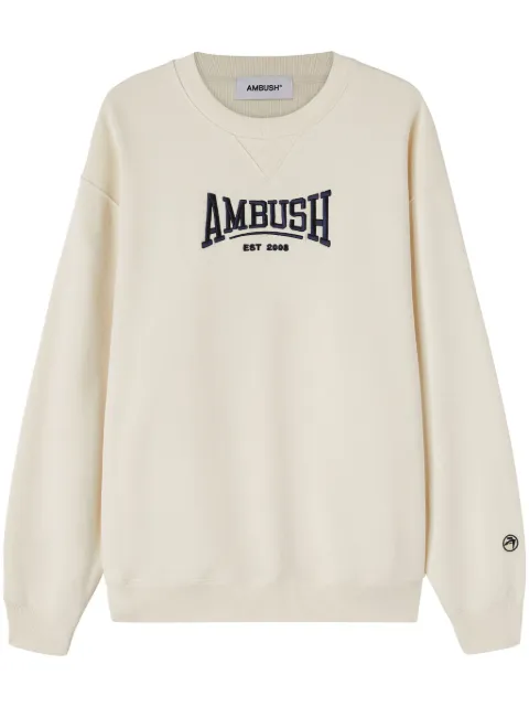 AMBUSH logo-embroidered organic-cotton sweatshirt White BMBA001S24FLE0013145