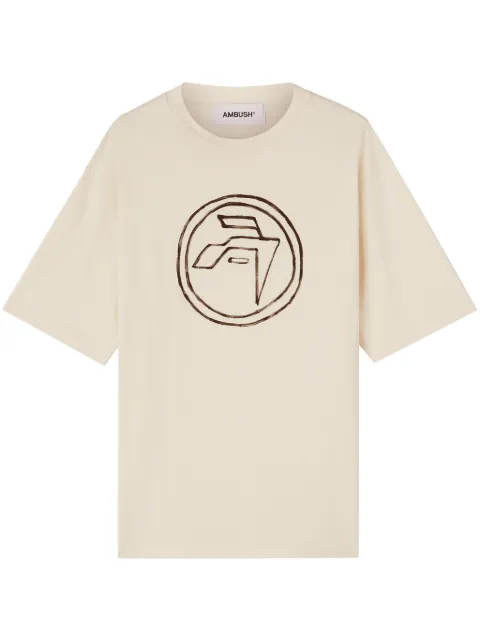 AMBUSH emblem-print organic-cotton T-shirt Neutrals BMAA007S24JER0013110