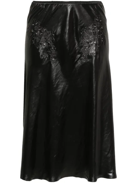 Nº21 floral-embroidery mid-rise skirt Black C09251589000