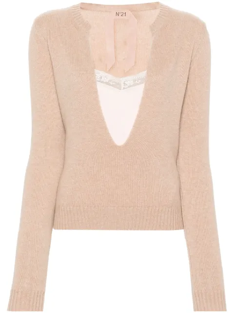 Nº21 U-neck layered jumper Neutrals A01971001904