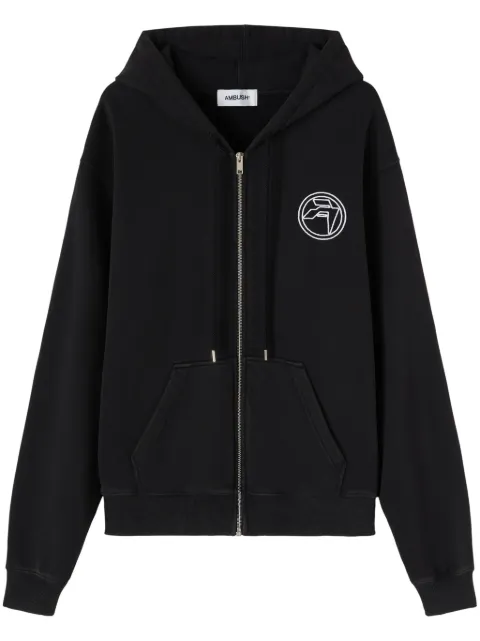 AMBUSH logo-embroidered organic cotton hoodie Black BMBE002S24FLE0011001