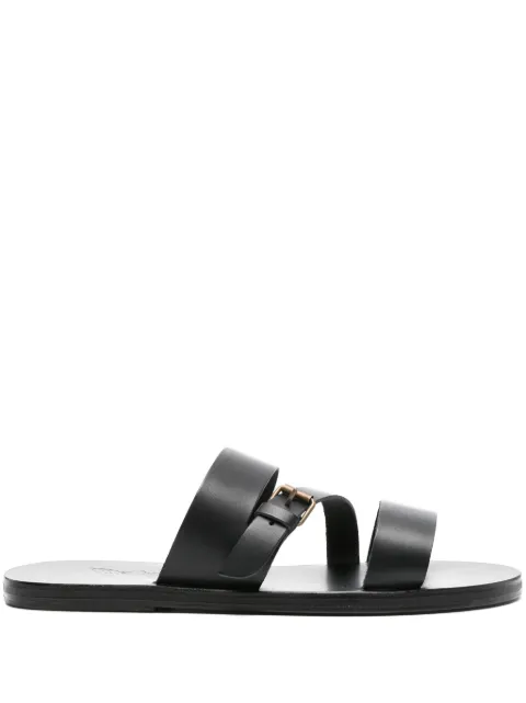 Ancient Greek Sandals Ifiklis flat leather sandals Black IFIKLISVACHETTA