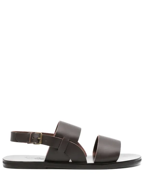 Ancient Greek Sandals Irodotos flat leather sandals Brown IRODOTOSVACHETTA